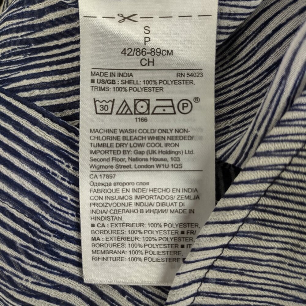 Banana Republic Ruffle Front Sheer Long Sleeve Blouse Blue White Striped Size S - Picture 11 of 11